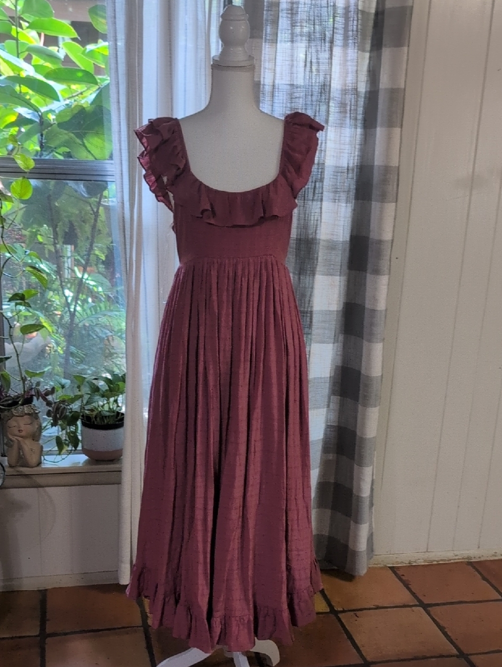 Entro Tie Back Ruffle Sleeve Maxi Dress.